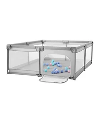 Slickblue Extra Large Baby Activity Center with Safety Play Fence, 50 Ocean Balls, Indoor Outdoor Use