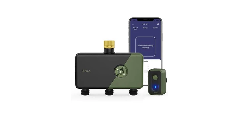 Tessan Brass 3-Zone WiFi Water Timer with App and Voice Control, 18 Irrigation Programs, Rain Delay and Mist Mode
