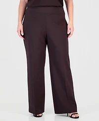 Anne Klein Plus High-Waist Pull-On Wide-Leg Pants
