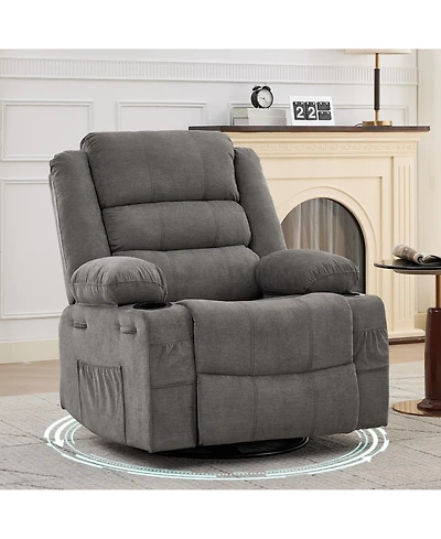 38x39x41 Swivel Rocker Recliner Chair, Iron Frame with Corduroy/Linen Upholstery for Living Room Bedroom Relaxation, 4 Colors