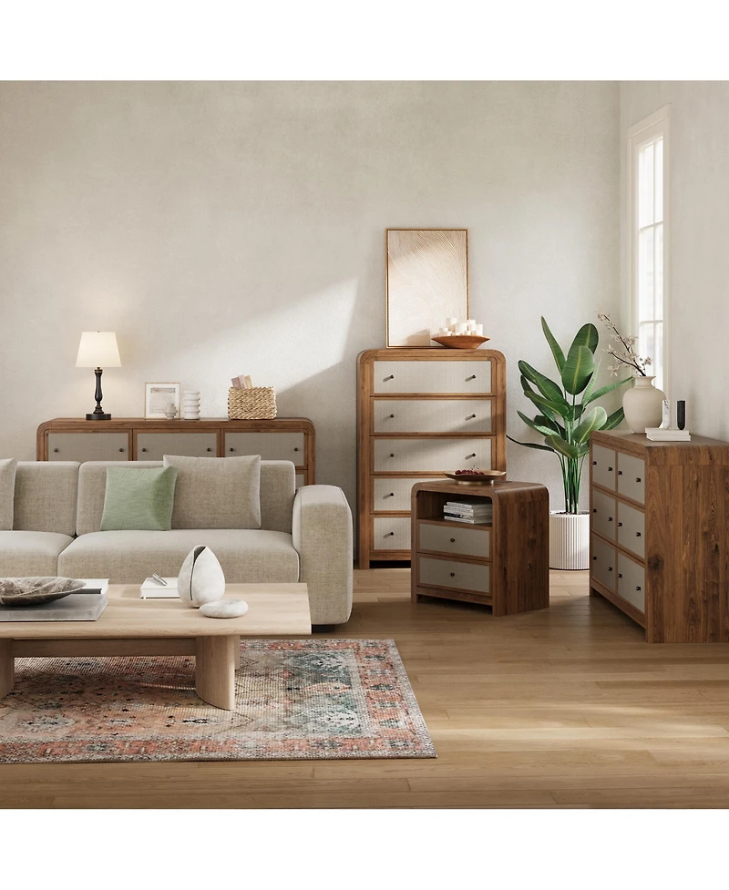 6 Drawer Bedroom Dresser, 49" Wide Modern Chest with Linen Drawer Fronts, Anti-Tip Kit, Sturdy Stable Storage Organizer for Living Room, Entryway