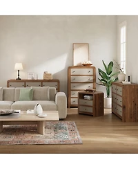 6 Drawer Bedroom Dresser, 49" Wide Modern Chest with Linen Drawer Fronts, Anti-Tip Kit, Sturdy Stable Storage Organizer for Living Room, Entryway