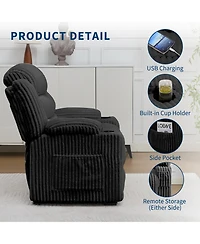 Power Recliner Chair 360 degree Swivel 26 Inch Seat for Adults, Adjustable Reclining Chair with Dual Cup Holders Side Pocket for Living Room, Bedroom
