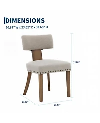 21x24x34 In Set of 2 Dining Chairs, Wood Frame with Linen Upholstered Seat for Kitchen Dining Room Modern Style, Beige