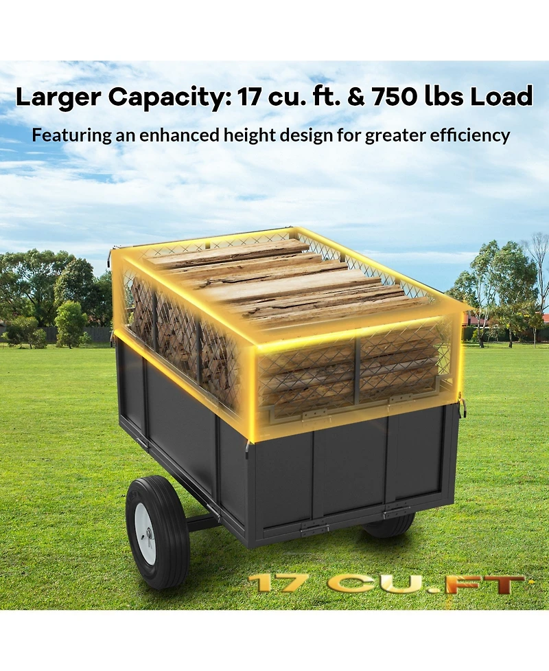 78x30x30 In Atv Utility Trailer, Alloy Steel Hauler Cart 750 Lb Capacity for Garden Yard Farm Transport, Black