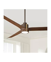60" Casa Vieja Aero Bronze and Dark Walnut Led Ceiling Fan with Remote