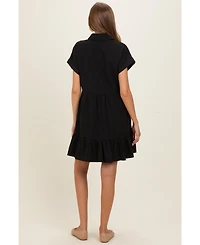 Pinkblush Maternity Clay Empire Waist Ruffled Hem Short-Sleeve Mini Dress