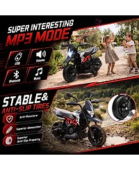 6V Kids Ride On Licensed Motorcycle Toy, Battery Powered Sport Bike with Training Wheels for Indoor Outdoor Play, Gray/Red/Black, Ages 3-6