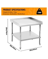 60/48/30/24/12 Stainless Steel Bbq Prep Table with Guard, Outdoor Grill Station Work for Patio, Backyard Barbecue, Silver