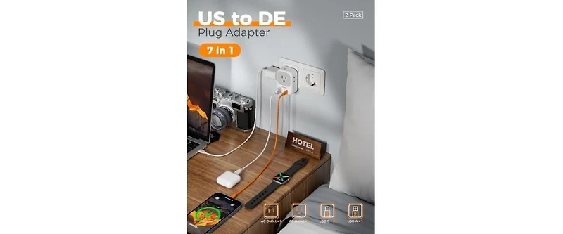 Tessan Cell Phone Charging Accessory with 20W, 4 Outlets, 2 Usb-c for Home, Office and Travel