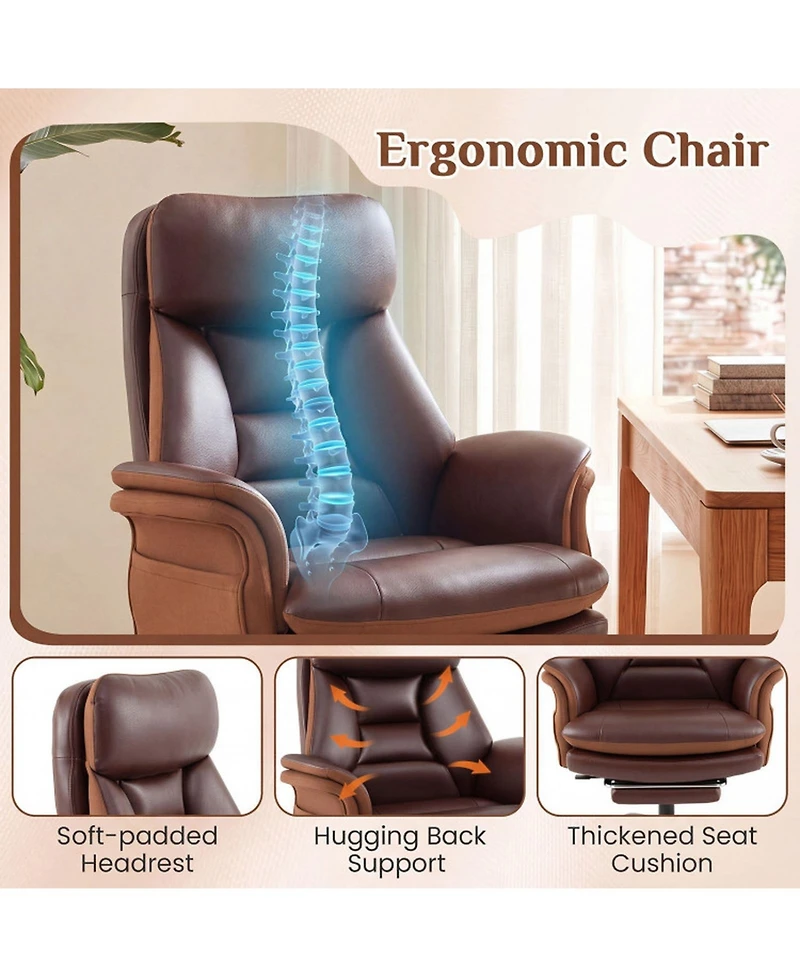 Sugift Big and Tall Ergonomic Office Chair with Faux Leather and Footrest