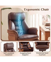 Sugift Big and Tall Ergonomic Office Chair with Faux Leather and Footrest