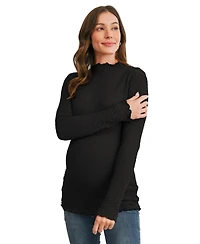 Hello Miz Maternity Textured Mock Neck Long-Sleeve Top