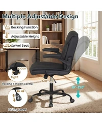 Sugift Ergonomic Leather Office Chair with Flip-Up Armrests and Rocking Function