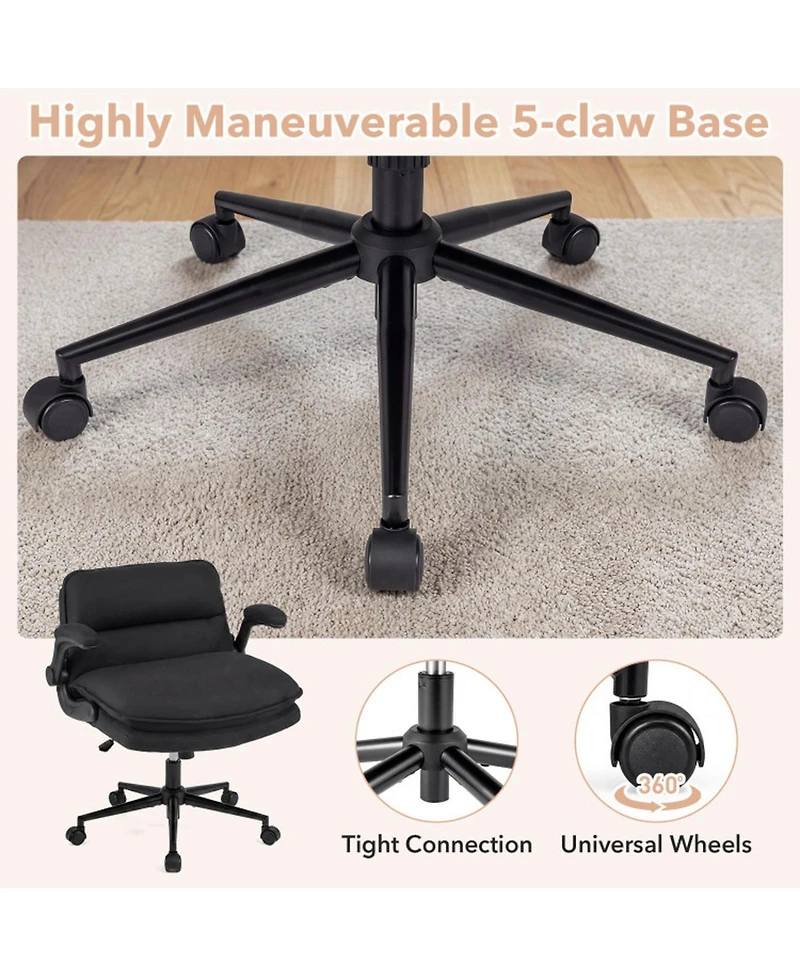 Sugift Criss Cross Office Chair on Wheels with Flip-Up Arms