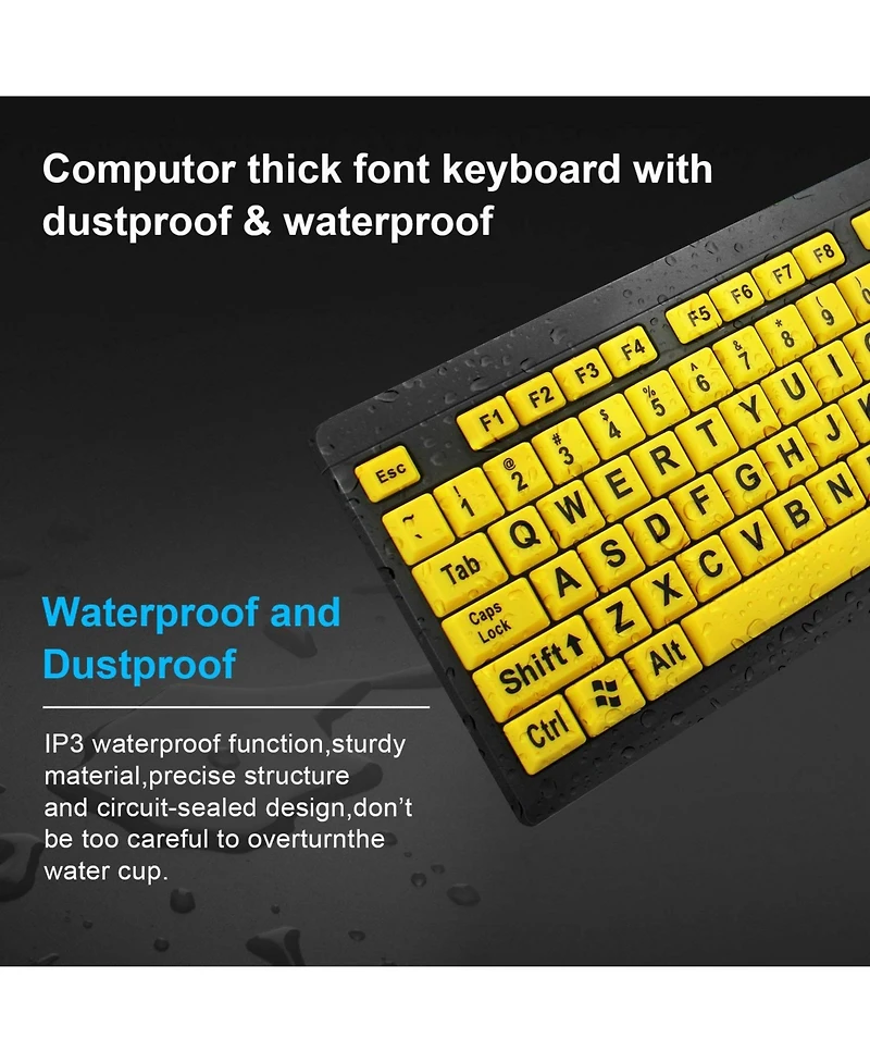Lofree Large Print Wired Keyboard High Contrast Oversized Letters For Low Vision