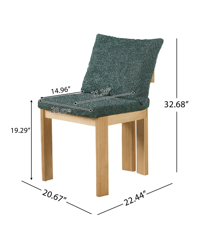 Flynama Set of 2 Boucle Fabric Dining Chairs, Rubber Wood Frame 250lbs Weight Capacity