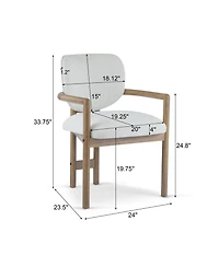 Flynama Set of 2 Fabric King Louis Rubberwood Arm Dining Chairs, 300 Lbs Weight Capacity