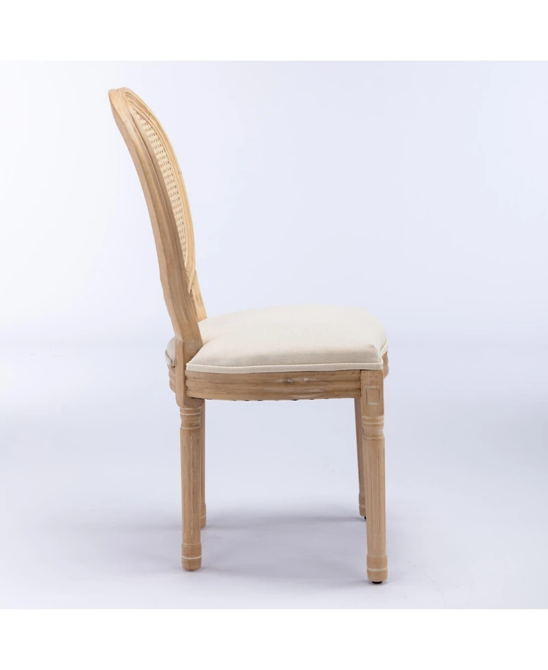 Flynama Set of 2 French Solid Wood Rattan Back Dining Chairs