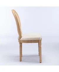 Flynama Set of 2 French Solid Wood Rattan Back Dining Chairs