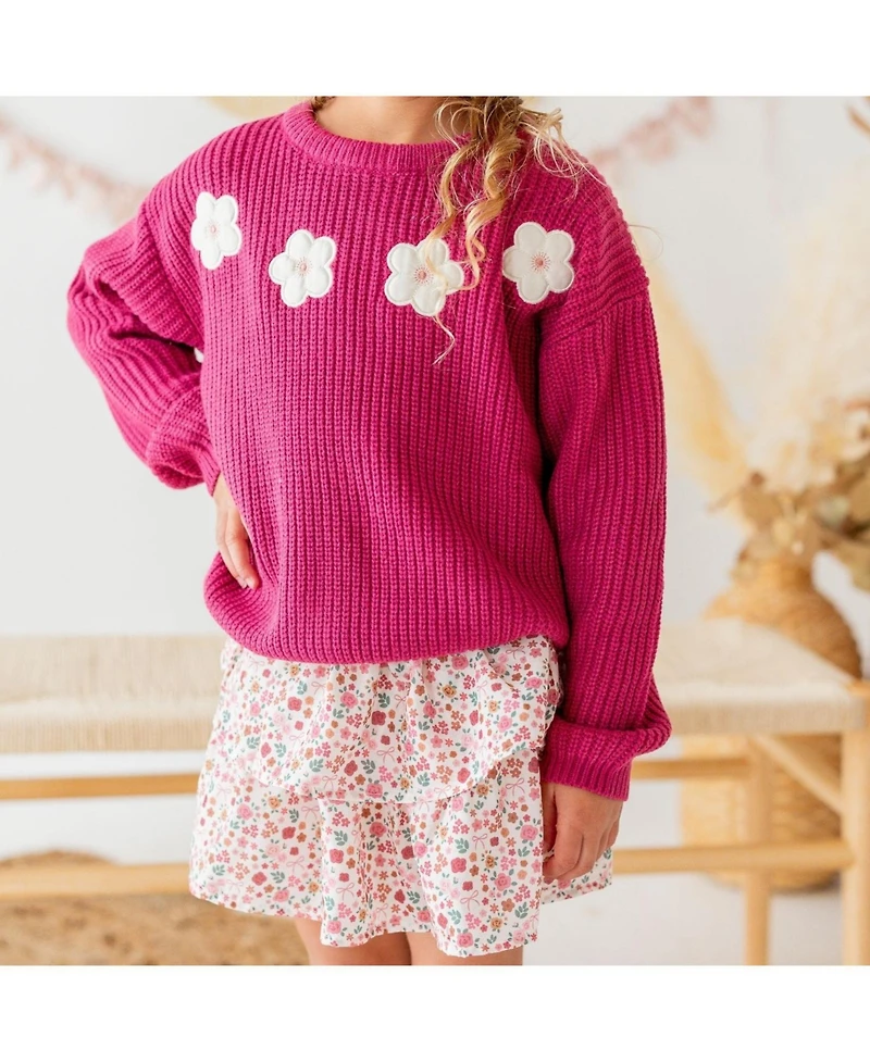 Sweet Wink Baby Girls Floral Applique Sweater