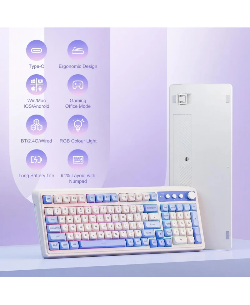 Lofree Tri Mode Wireless Wired Macro Programmable Gaming Keyboard