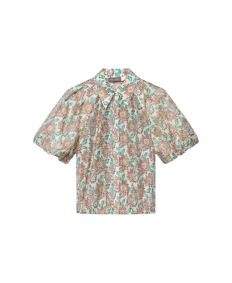 Mint Velvet Women's Floral-Print Puff-Sleeve Shirt