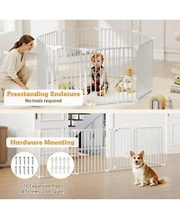 Sugift 8-Panel Extra Wide Pet Safety Gate with Auto-Close Door