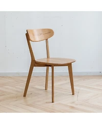 Flynama Set of 2 Solid Fas Grade North American Oak Dining Chairs, Unupholstered All-Solid Wood Side Chairs 46.5×54×80cm
