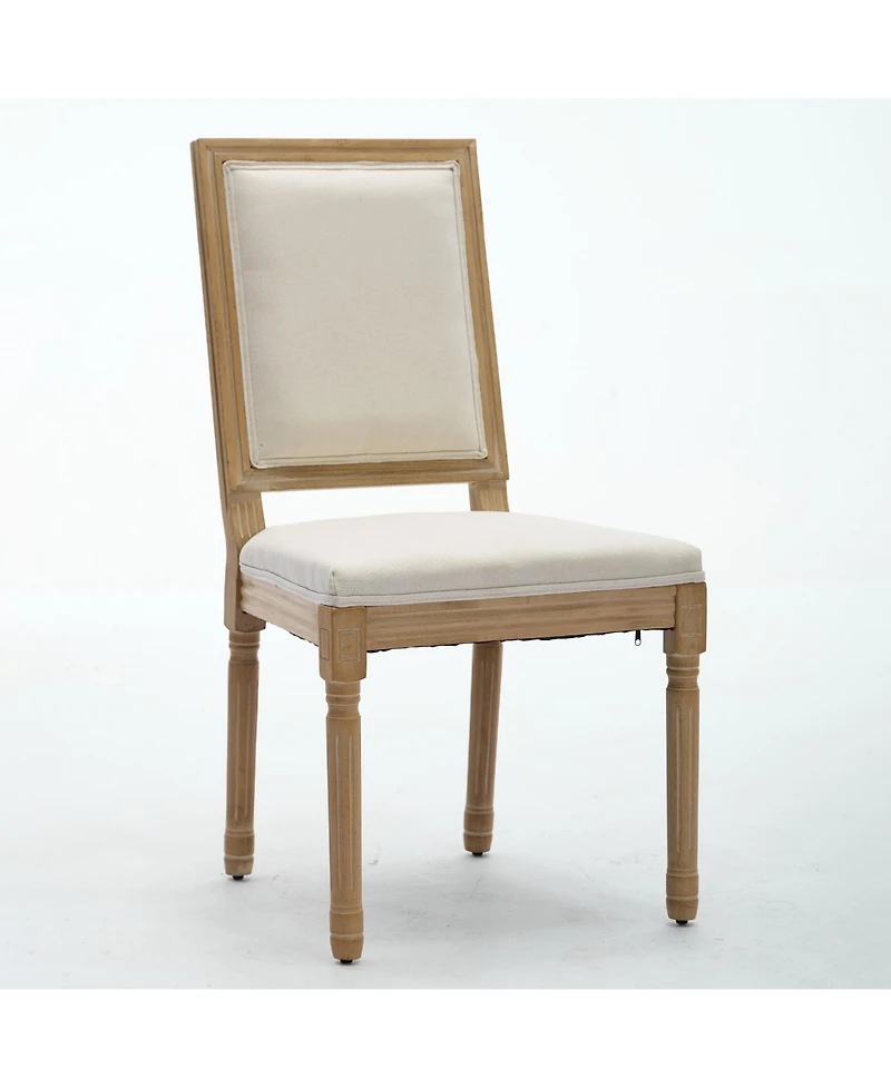 Flynama Set of 2 French Louis Solid Wood Dining Chairs, Carved Frame Rattan Back 300 Lbs Capacity