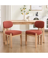 Flynama Wooden Dining Chairs Set of 2, Modern Fabric Upholstered Kitchen Chairs, Farmhouse Style Dining Chairs