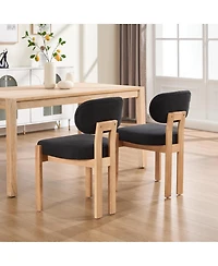 Flynama Wooden Dining Chairs Set of 2, Modern Fabric Upholstered Kitchen Chairs