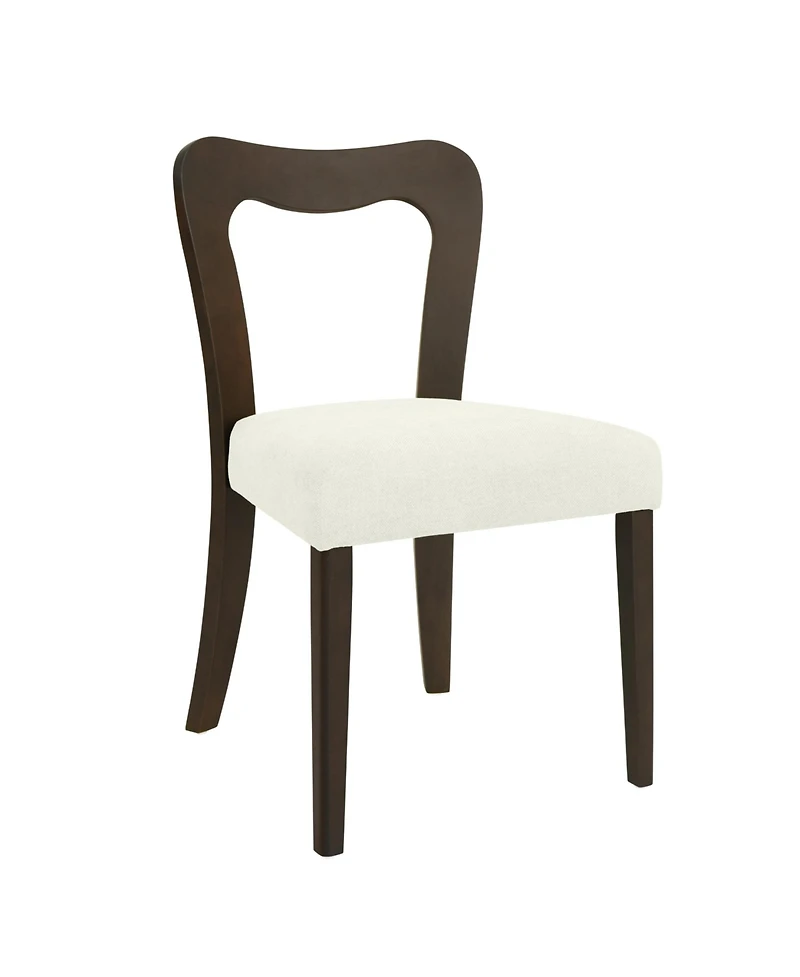 Flynama Set of 2 Rubberwood Open Back Dining Chairs, Minimalist Upholstered Armless Kitchen Chairs