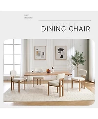 Flynama Wooden Dining Chairs Set of 2, Modern Fabric Upholstered Dining Room Chairs, Farmhouse Kitchen Chairs