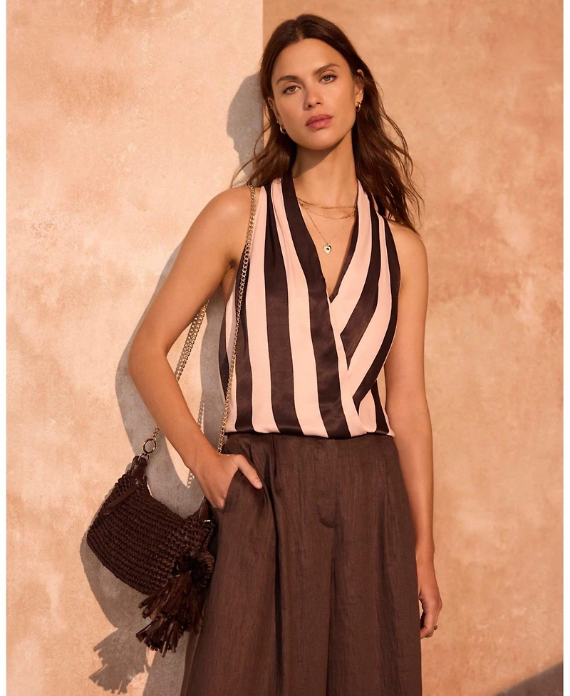 Mint Velvet Women's Striped Halter Wrap Top
