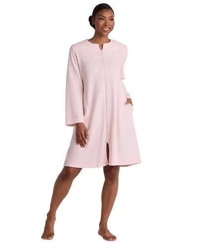 Miss Elaine Women's Zip Front Textured Knit Robe