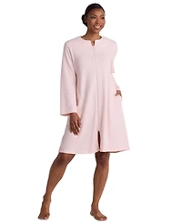 Miss Elaine Women's Zip Front Textured Knit Robe