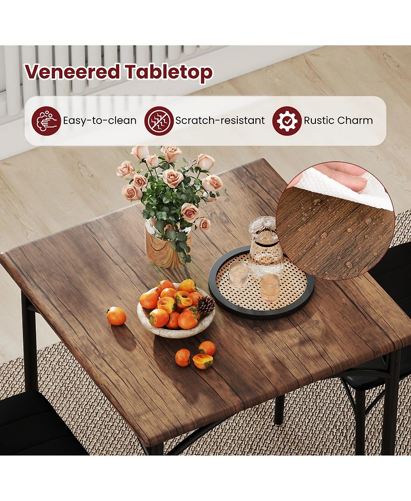 Mecale 3-Piece Square Dining Set with 2 Upholstered Chairs