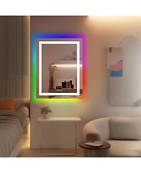 Luvodi Rgb Backlit + Front Lighted 28"x36" Led Bathroom Mirror with Bluetooth Speaker Time Temperature Display Memory Function
