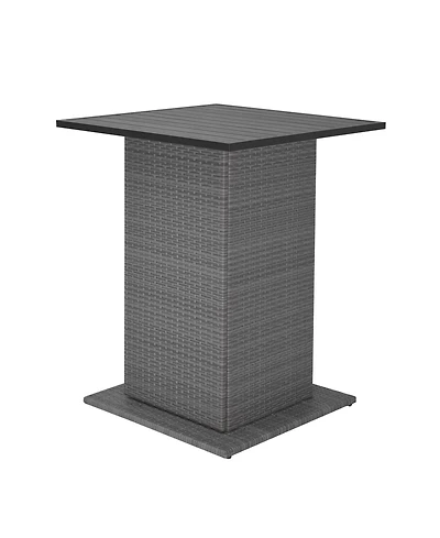 Mecale 5-Piece Outdoor Wicker Bar Set with Hidden Storage and Cushions