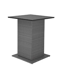Mecale 5-Piece Outdoor Wicker Bar Set with Hidden Storage and Cushions