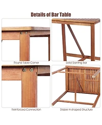 Mecale 3-Piece Acacia Wood Patio Bar Set with Table and 2 Stools