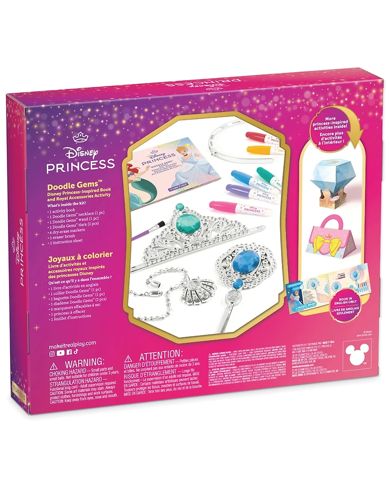 Make It Real Doodle Gems Disney Princess-Inspired Book and Royal Accessories Activity, Ages 6+