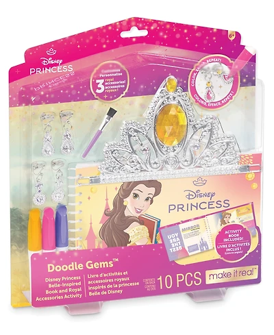 Make It Real Doodle Gems Disney Princess Belle-Inspired Book and Royal Accessories Activity, Ages 6+