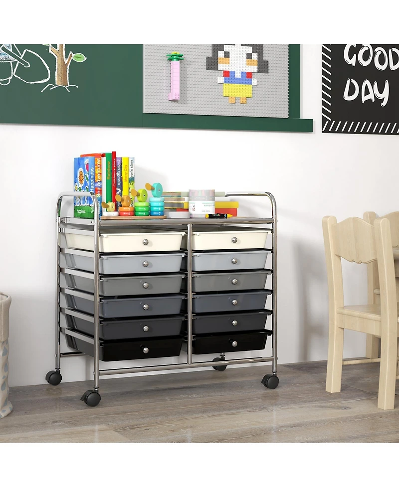 Mecale 12-Drawer Steel Frame Rolling Storage Cart