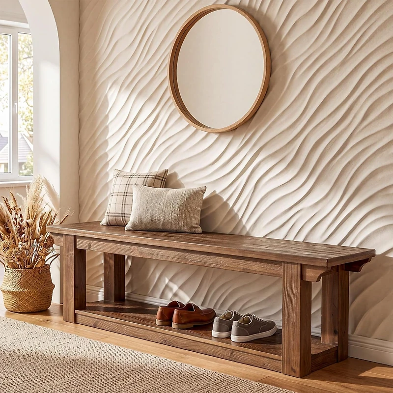 Tribesigns Shoe Rack Bench, Wooden Entryway Bench