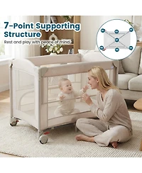 Costway Baby Bassinet Bedside Crib with Changing Table Mattress Detachable Canopy Basket
