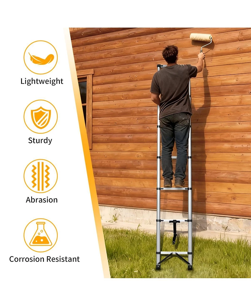 Streamdale Furniture 8.5" Compact Telescoping Ladder with Non-Slip Feet, 330lb Capacity