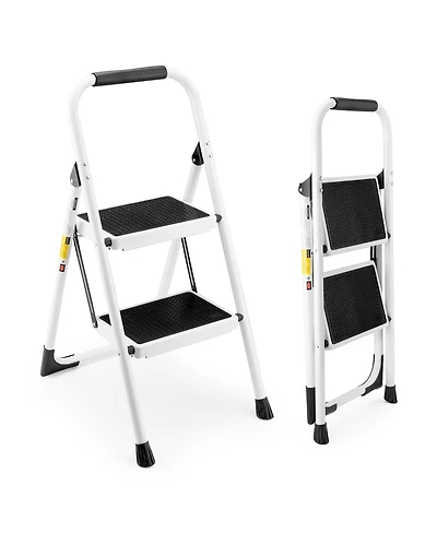 Streamdale Furniture 2 Step Folding Ladder Stool with Handrails, 330LBS