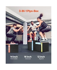 Vevor 16/14/12 Inch 3 in 1 Plyometric Jump Box Fitness Exercise Plyo Box Cotton